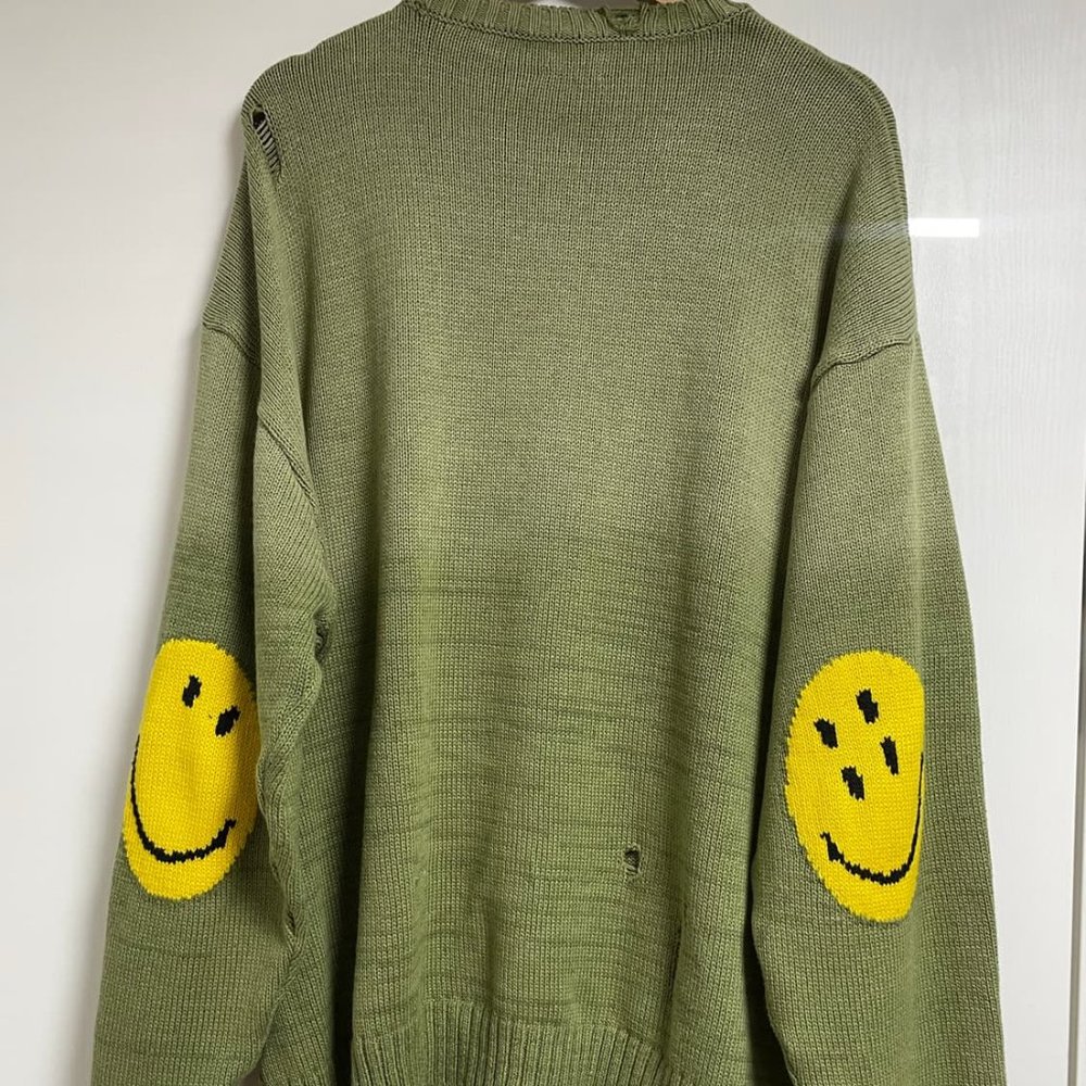 COPY - Kapital 5G Smiley Distressed Knit Sweater - Picture 6 of 8
